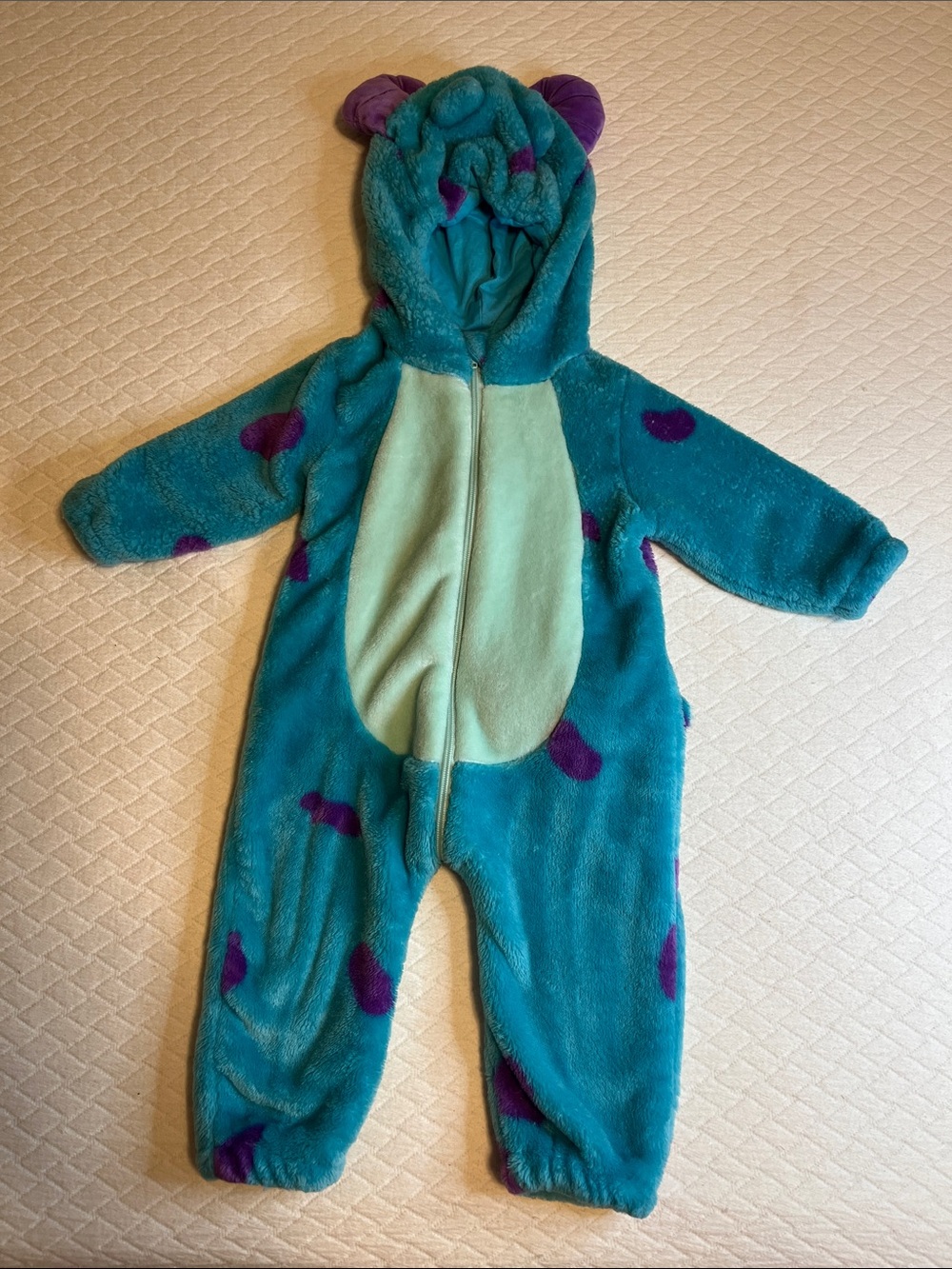 Disney Monsters Inc Sully One-Piece Costume, teal & purple, kids 90 (2T-3T)